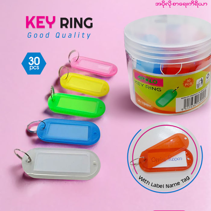 Key Ring A198K Apolo Assorted 30Nos