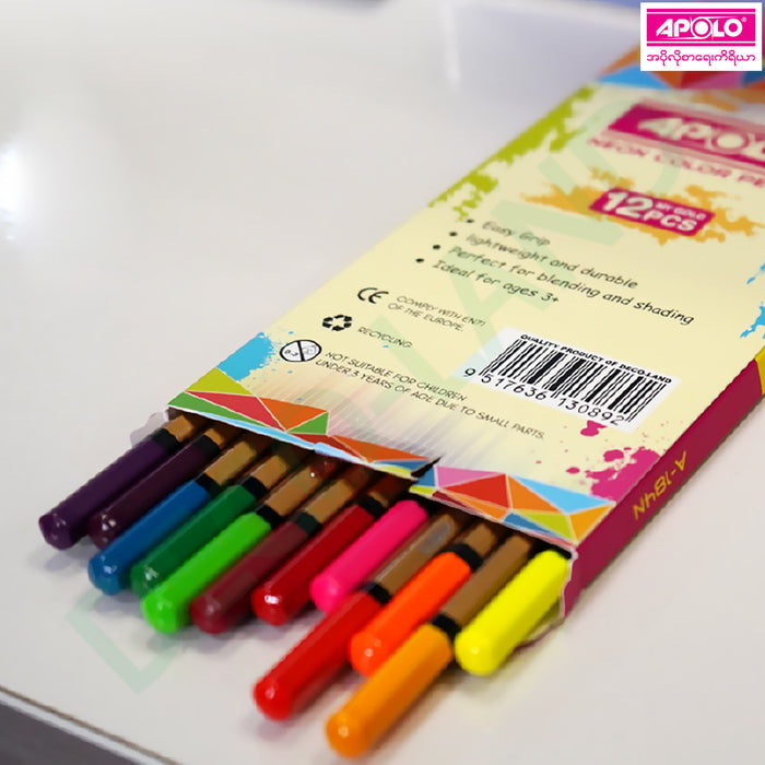 APOLO Color Pencils A-184 12Pcs Neon