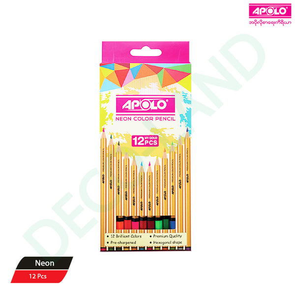 APOLO 色鉛筆 A-184 12個 霓虹色系