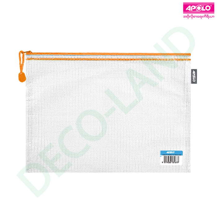APOLO Plastic Zip File A4 ( Zipper Pouch)