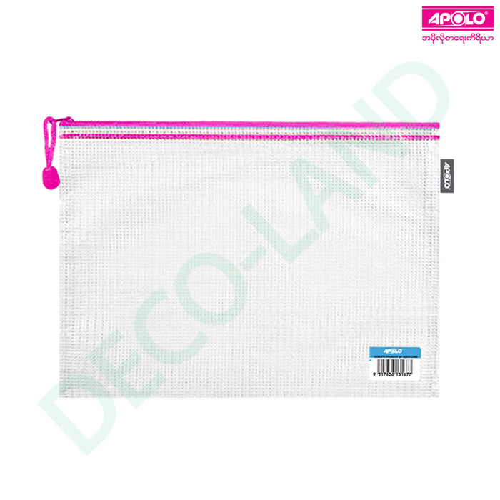 APOLO Plastic Zip File A4 ( Zipper Pouch)